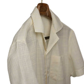 Camp Collar Short Shirt Sleeve Shirt Textured Open Weave Cotton