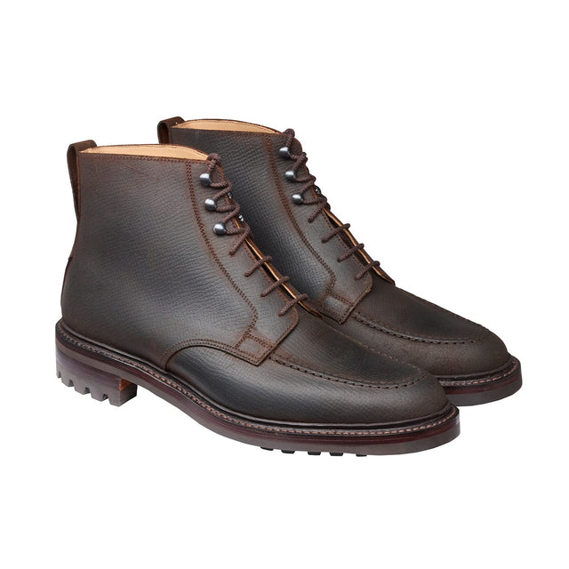 Galway 3 Dark Brown Hatch Grain Rough-Out Suede