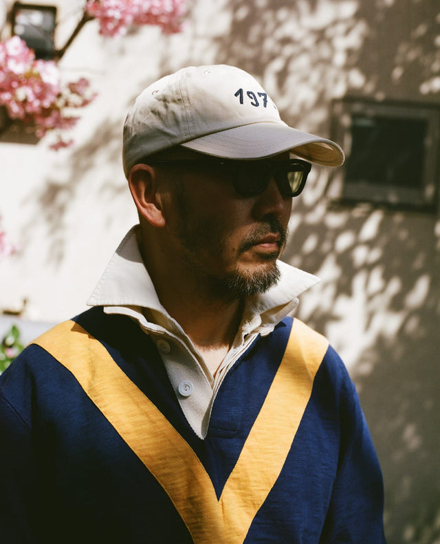 Navy and Yellow Chevron Flamé Cotton Rugby Shirt