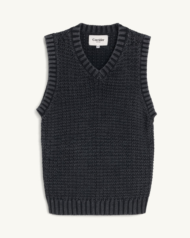 Garment Washed Vest - Black