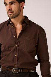 Hepburn Garment Dyed Shirt Coffee