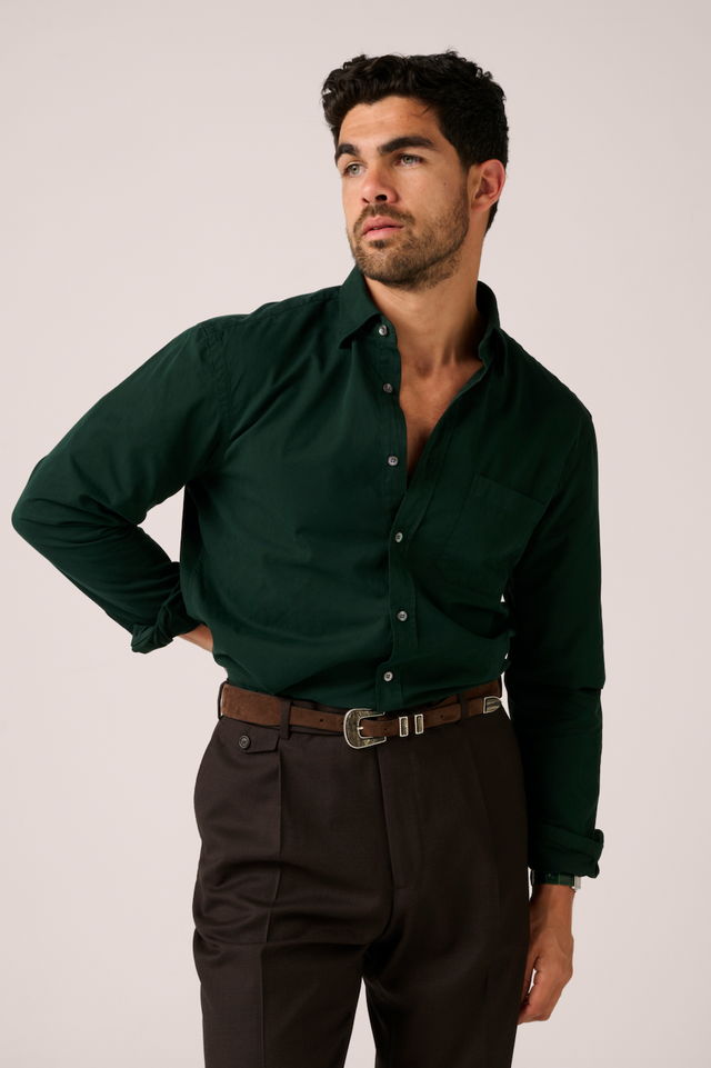 Hepburn Garment Dyed Shirt - Scarab Green