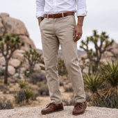 Rivet Chinos In Desert Neutrals Tropical Cotton Linen