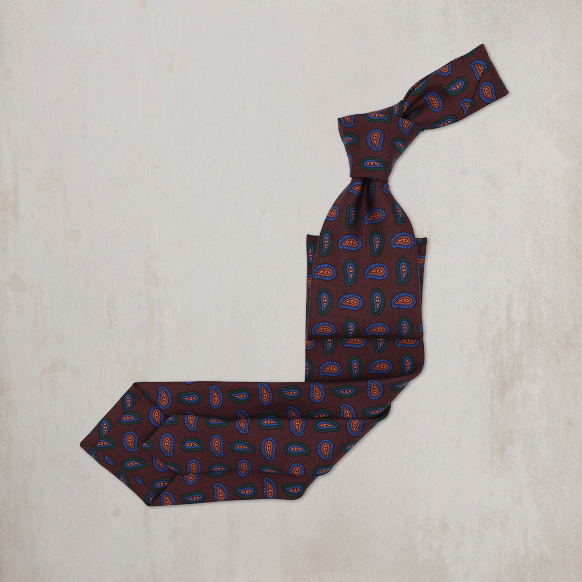 Geo Paisley Silk Tie In Aubergine