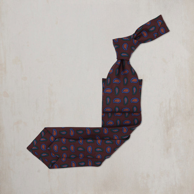 Geo Paisley Silk Tie in Aubergine