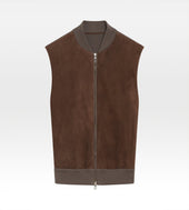 Veste Sans Manche En Daim Marron