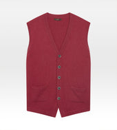 Gilet sans manche en cachemire framboise