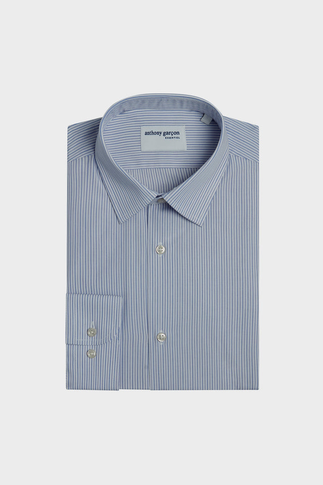 Regular Giolo Blue Stripe Shirt with French Collar