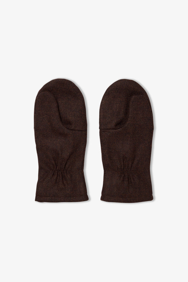 Wool Mittens - Mocha Herringbone