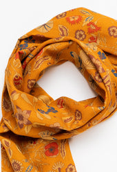 Gold Floral Wool Silk Scarf