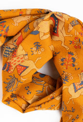 Gold Hunting Archers Wool Silk Scarf