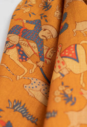 Gold Hunting Archers Wool Silk Scarf