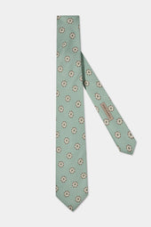Green macro fancy silk tie - Made in Italy
