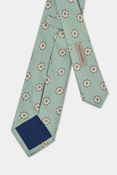 Green Macro Fancy Silk Tie Made In Italy