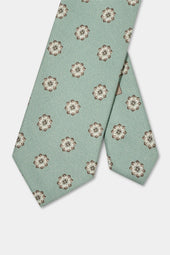 Green Macro Fancy Silk Tie Made In Italy