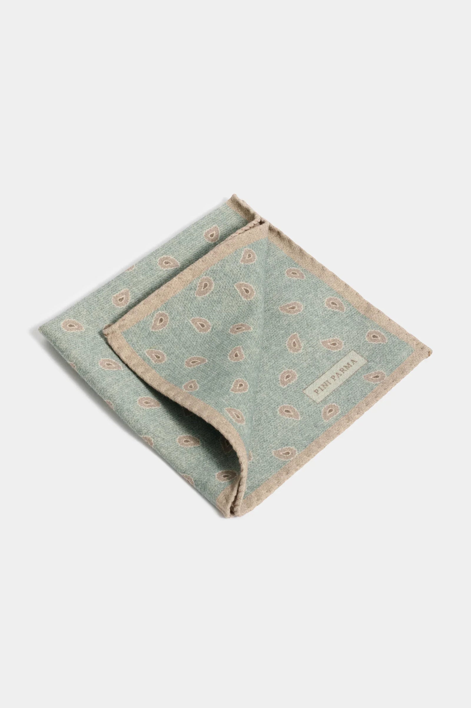 Green Paisley Pocket Square Made In Italy