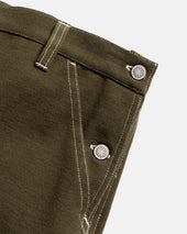 ELI HAND-EMBROIDERED DOUBLE KNEE WORK PANT - IVY GREEN HANDSPUN COTTON CANVAS