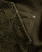 ELI HAND-EMBROIDERED DOUBLE KNEE WORK PANT - IVY GREEN HANDSPUN COTTON CANVAS