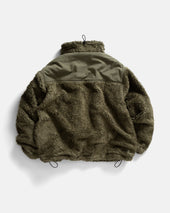 ROWAN DEEP PILE FIELD FLEECE - O.D. GREEN ORGANIC COTTON SHERPA WITH TONAL COTTON MICRO RIPSTOP DETAILS