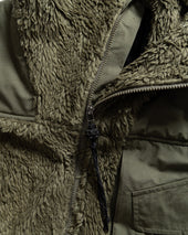 ROWAN DEEP PILE FIELD FLEECE - O.D. GREEN ORGANIC COTTON SHERPA WITH TONAL COTTON MICRO RIPSTOP DETAILS