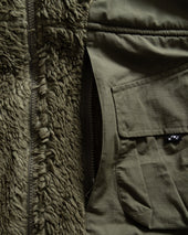 ROWAN DEEP PILE FIELD FLEECE - O.D. GREEN ORGANIC COTTON SHERPA WITH TONAL COTTON MICRO RIPSTOP DETAILS