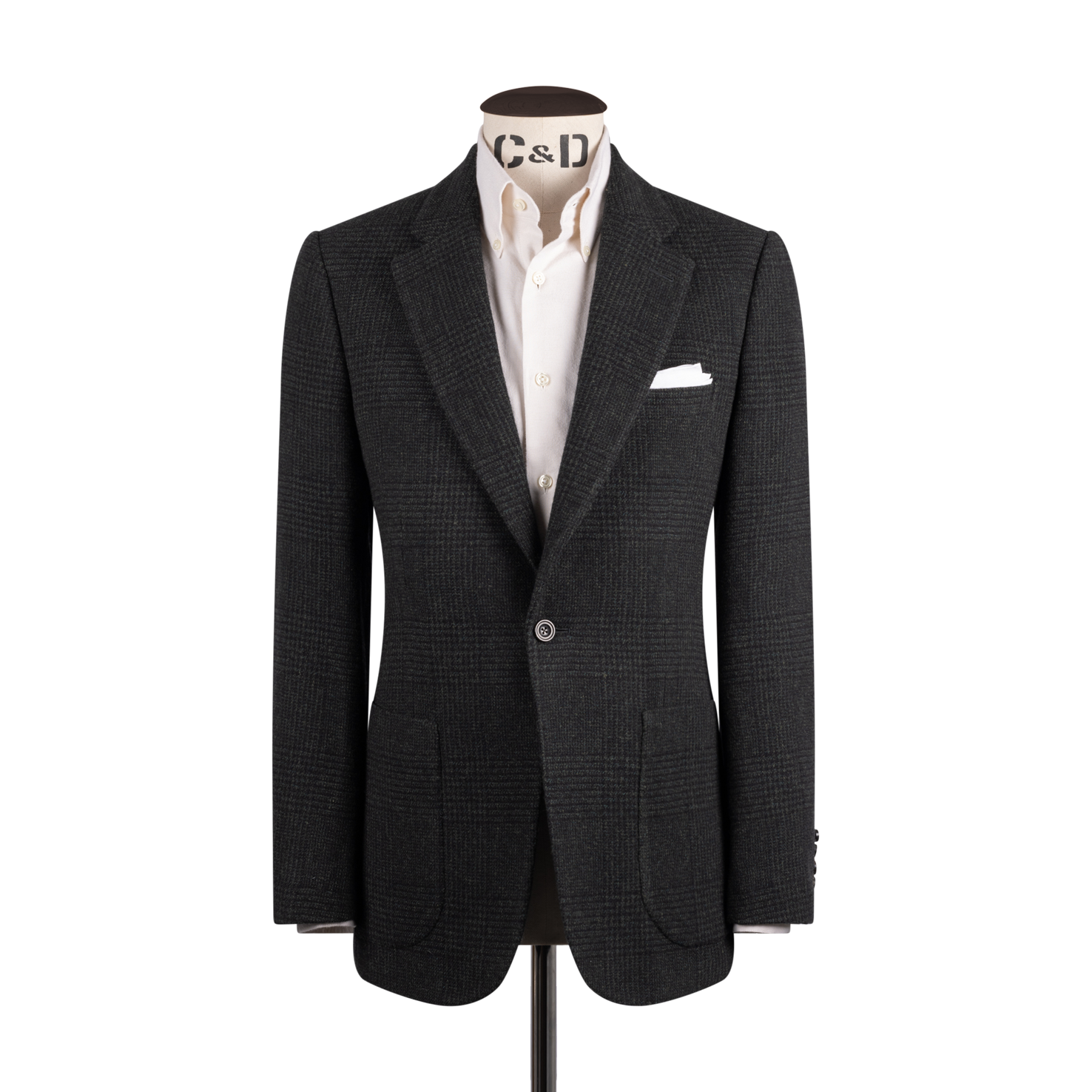 Single Breasted Notch Lapel Jacket In Green Glen Check