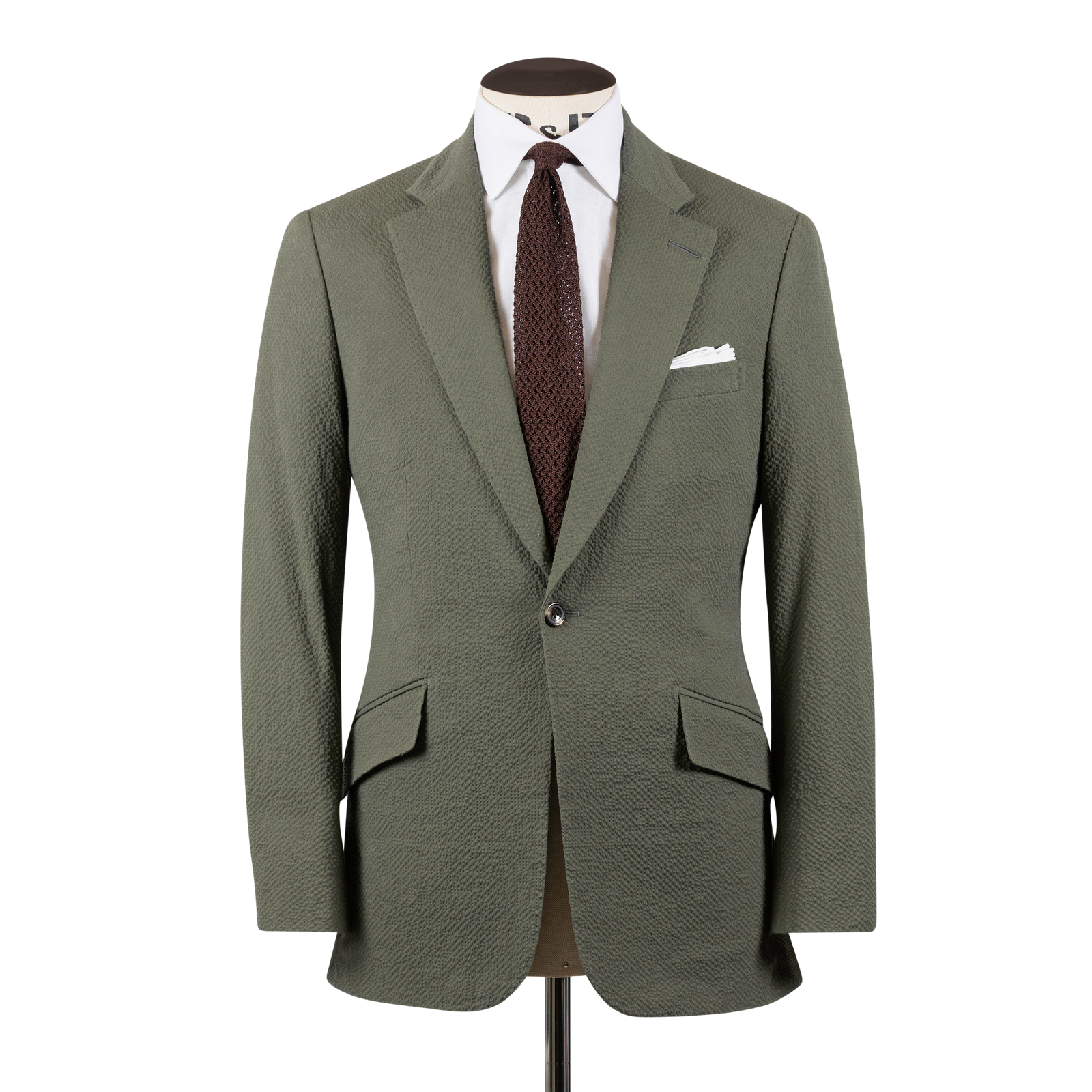 Single Breasted Notch Lapel Suit In Seersucker