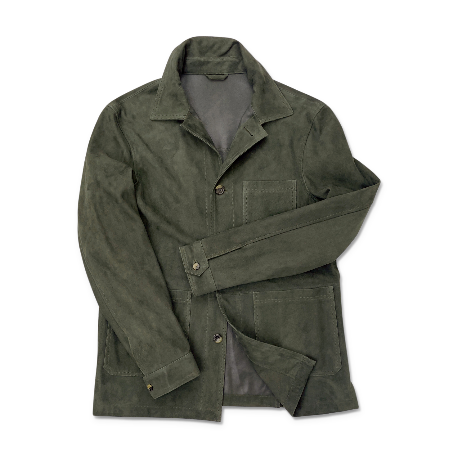 Worker Jacket In Green Suede