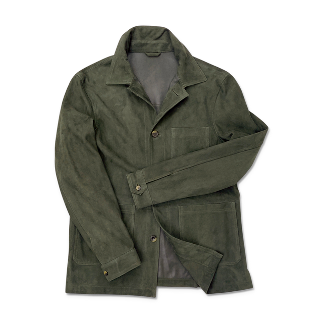 Worker Jacket in Forest Green Suede