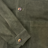 Worker Jacket In Green Suede
