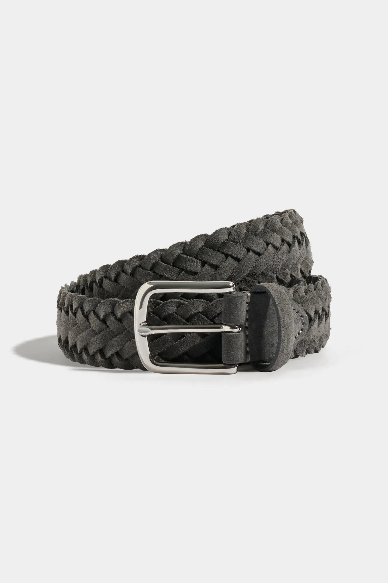 Grey Braided Suede Belt Made In Italy