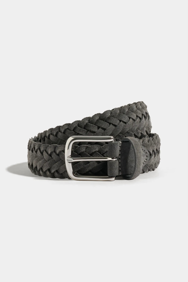 Grey braided suede belt - Made in Italy