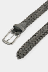 Grey Braided Suede Belt Made In Italy