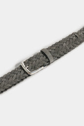 Grey Braided Suede Belt Made In Italy