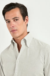 Striped Brushed Cotton Button Down Shirt Made In Italy