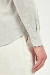 Striped Brushed Cotton Button Down Shirt Made In Italy