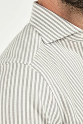 Grey Striped Cotton And Cashmere Shirt Made In Italy