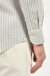 Grey Striped Cotton And Cashmere Shirt Made In Italy