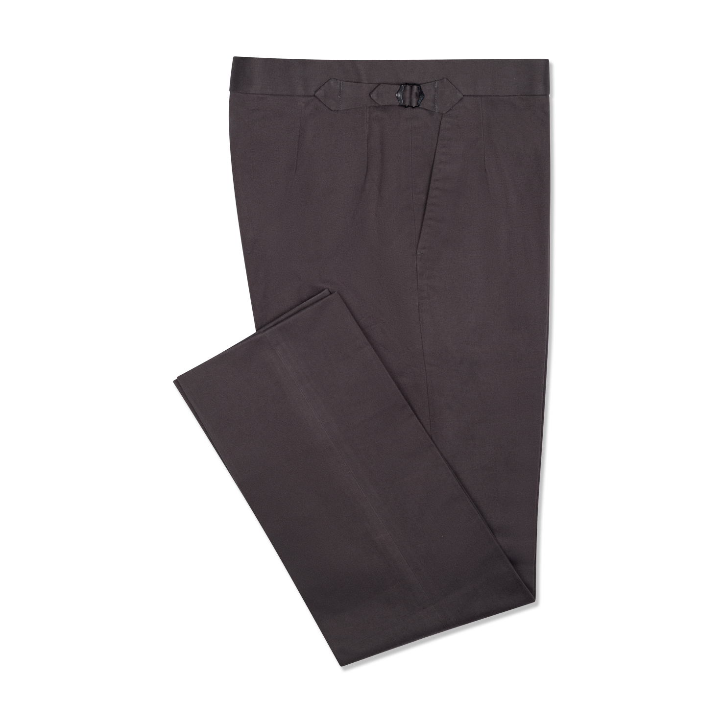 Flat Front Trouser In Grey Brushed Cotton Twill