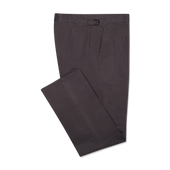 Flat Front Trouser in Grey Brushed Cotton Twill