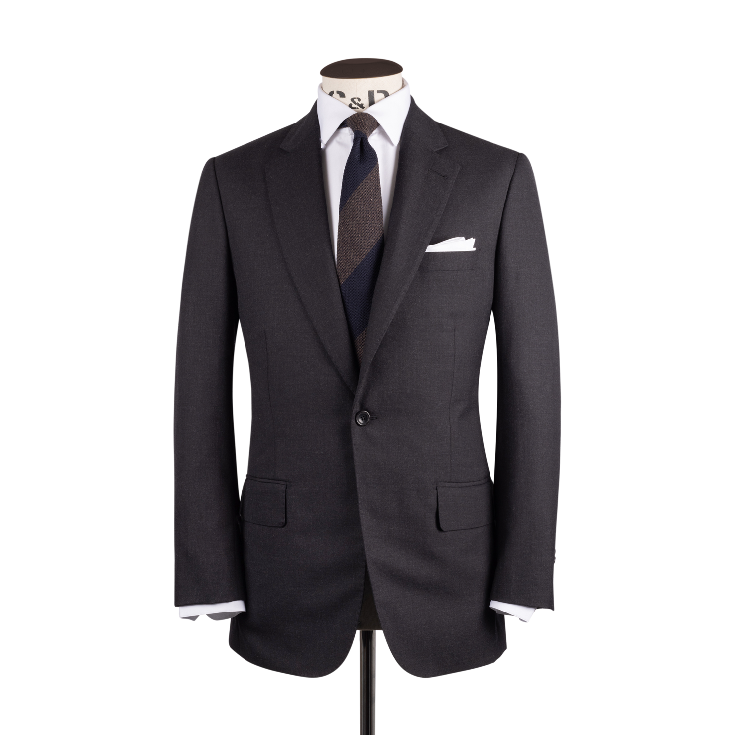 Single Breasted Classic Notch Suit In Grey Hopsack