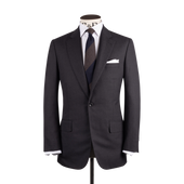 Single Breasted Classic Notch Suit in Grey Hopsack