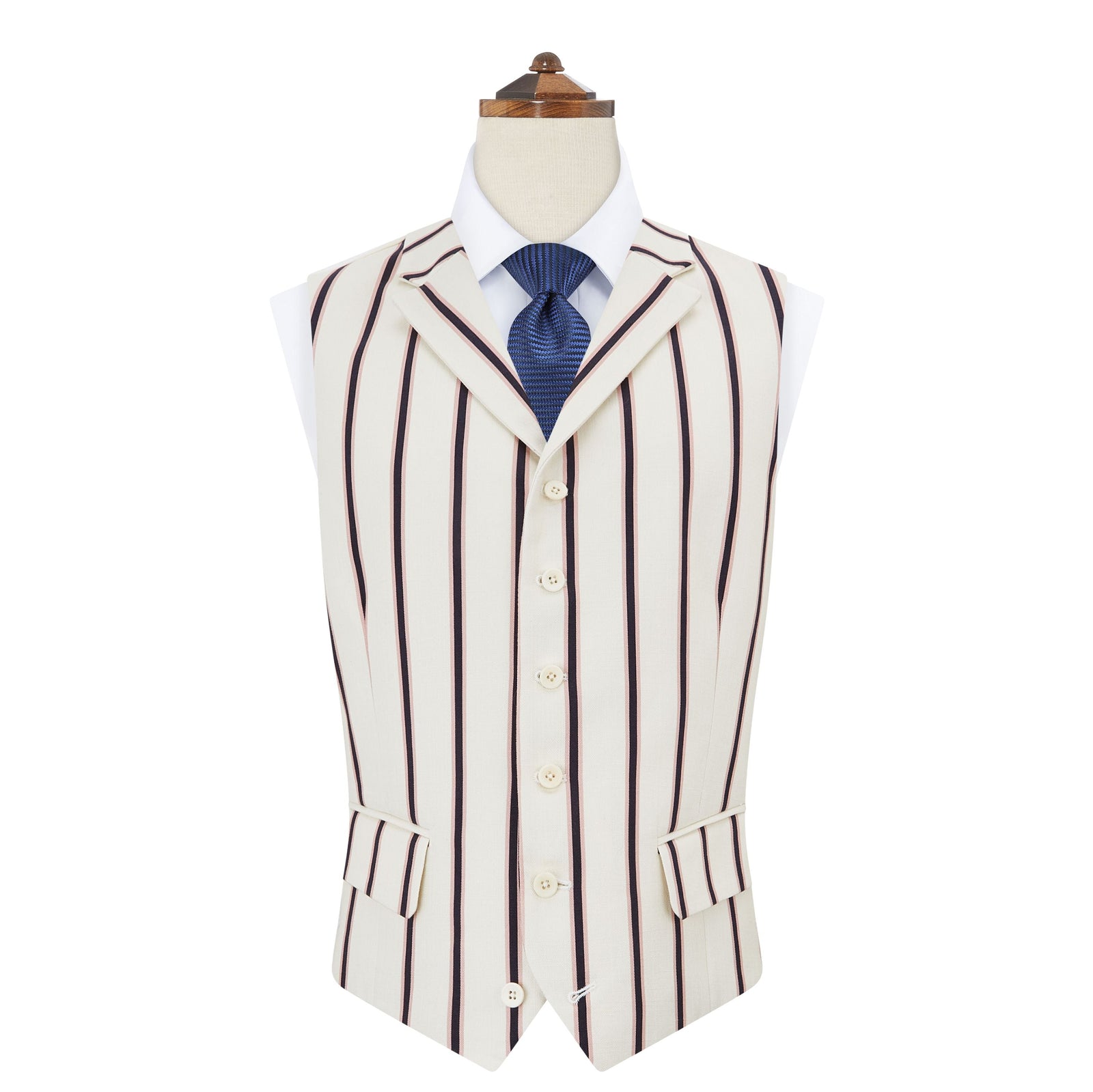 Hadley White Pink Stripe Waistcoat