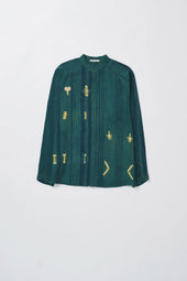 Block Printed Shirt With Shibori