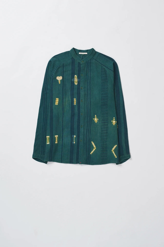 Block Printed Shirt With Shibori