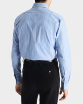 Chemise Col Classique En Popeline De Coton Supima Bleue Rayures