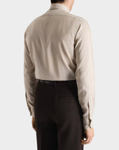 Chemise Col Classique En Popeline De Soie Champagne Rayures