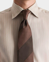Chemise Col Classique En Popeline De Soie Champagne Rayures