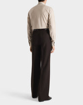 Chemise Col Classique En Popeline De Soie Champagne Rayures