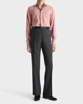 Chemise Col Classique En Popeline De Soie Corail Rayures